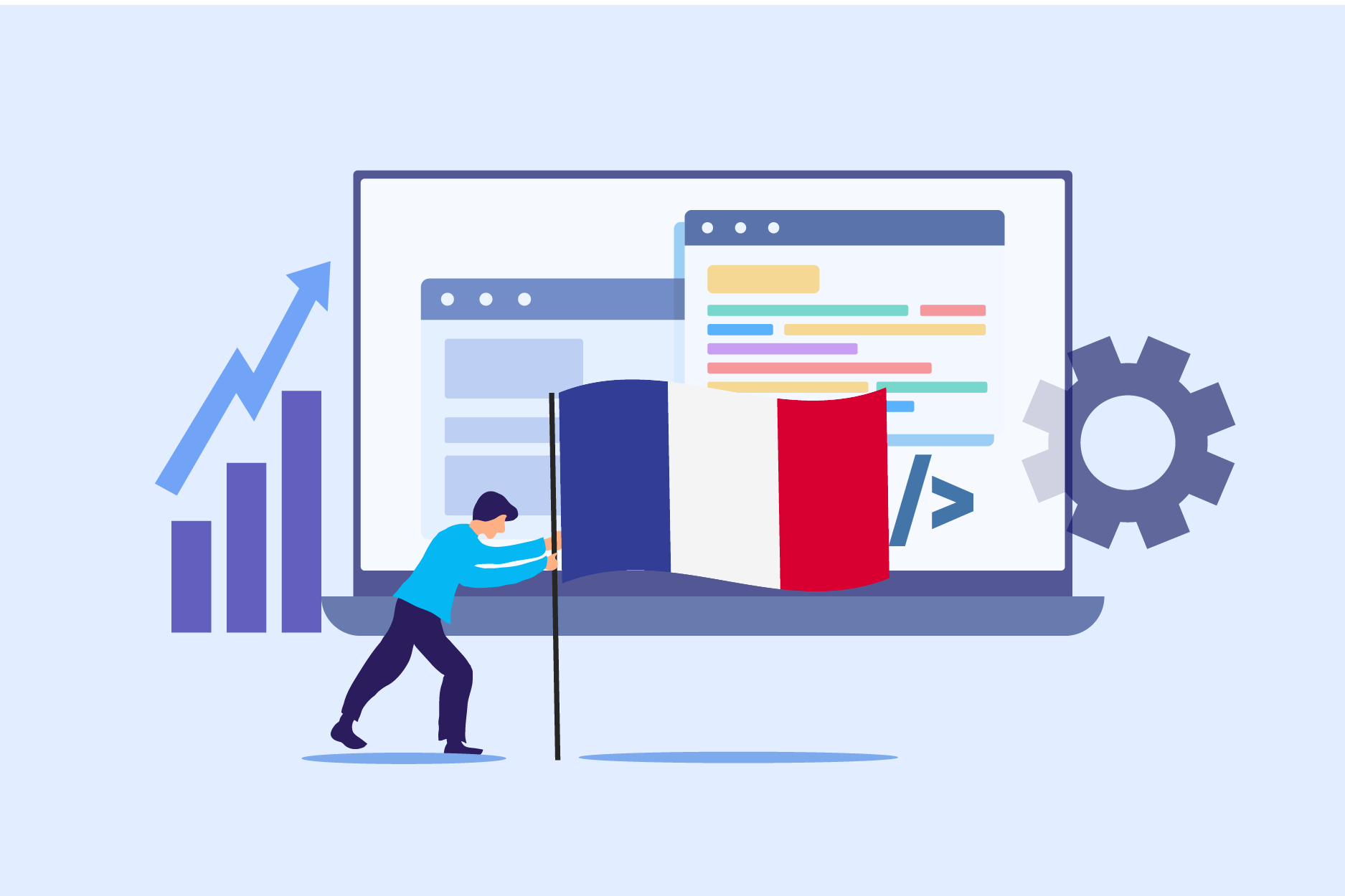 Illustration d'un crm français avec un drapeau